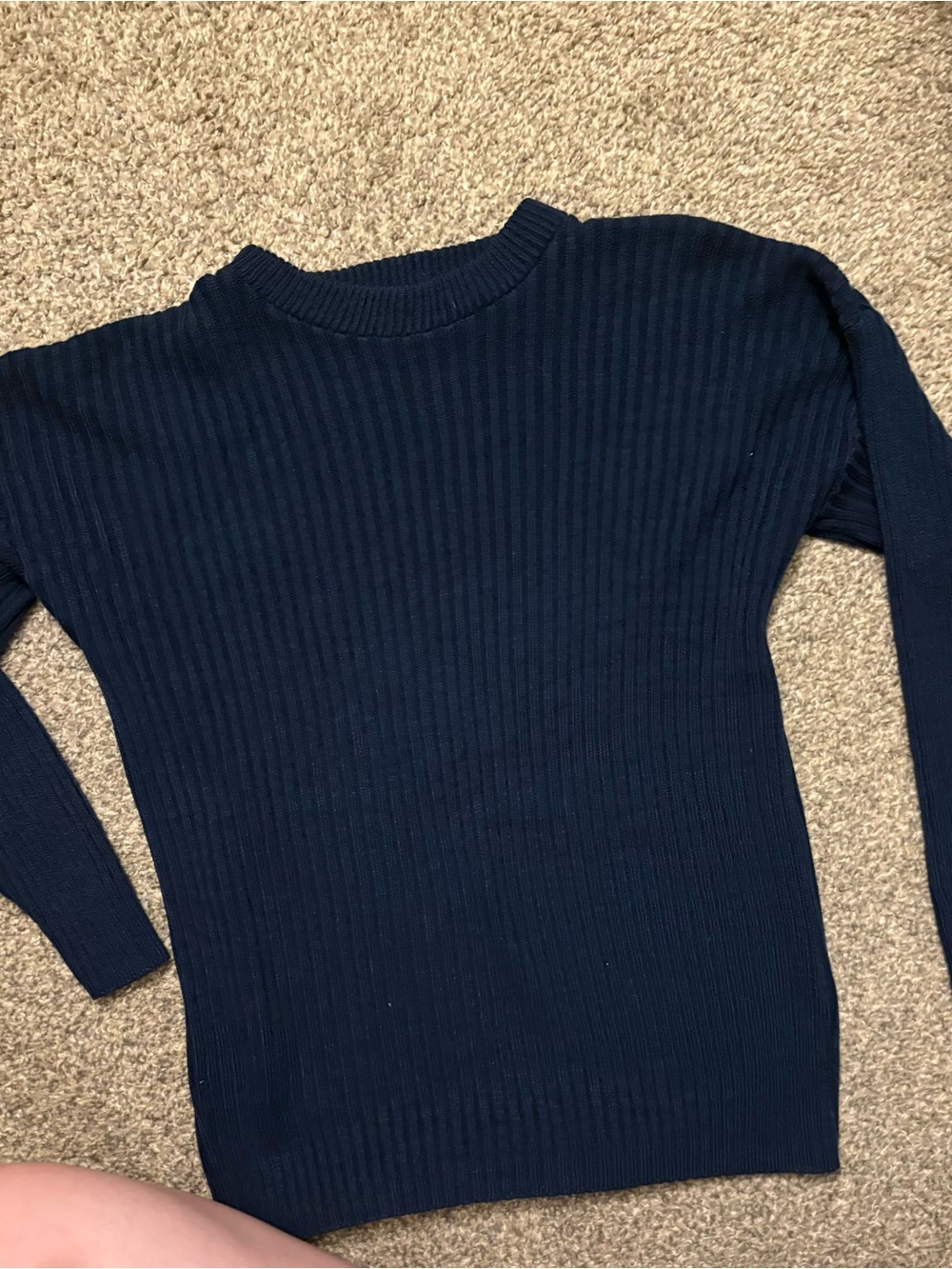 Men's Crewneck Ribbed Sweater - Navy